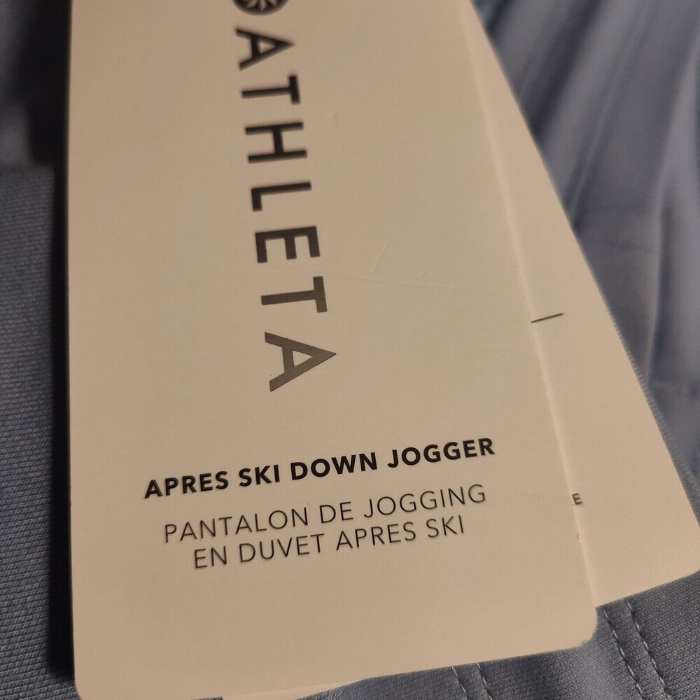 Athleta Apres Ski Jogger Heron Blue Winter Pants Quilted Size 8 NWT Warm Cozy - Picture 8 of 11